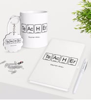 BK Gift Kişiye Özel Öğretmen Kupa Anahtarlık Beyaz Defter Kalem Hediye Seti-3 (Model 1)