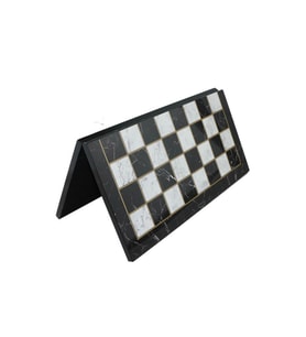 (Sadece Tahta İsteyene) Büyük Boy Katlanır Mermer Desenli MDF Ahşap Satranç Tahtası (43x43 cm) (Çok Renkli)