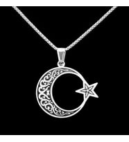 925 Ayar Gümüş İşlemeli Ayyıldız Erkek Kolye