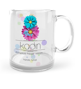 BK Gift Kişiye Özel Kadınlar Günü Temalı Cam Kupa Bardak  9