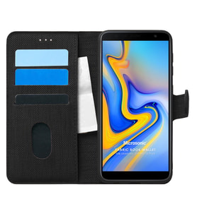 Microsonic Samsung Galaxy J6 Plus Kılıf Fabric Book Wallet Siyah