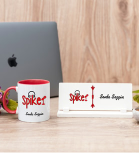 Spiker Kırmızı Kupa Bardak Ve Masa İsimliği Hediye Seti