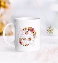 BK Gift Kişiye Özel Sevgililer Günü Kupa ve Çift İsimli Papatya Kolye-9 (Model 1)