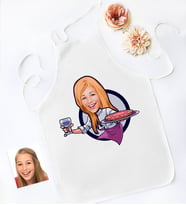 BK Gift Kişiye Özel Bayan Chef Karikatürlü Mutfak Önlüğü-13 (Beyaz)