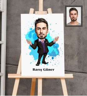Kişiye Özel İş Adamı Karikatürlü  Ahşap Tablo 30x47 Bay-8