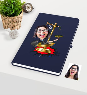 BK Gift Kişiye Özel Bayan Avukat Karikatürlü Lacivert Defter - 4