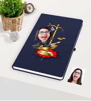 BK Gift Kişiye Özel Bayan Avukat Karikatürlü Lacivert Defter - 4