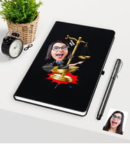 BK Gift Kişiye Özel Bayan Avukat Karikatürlü Siyah Defter Kalem Seti - 4