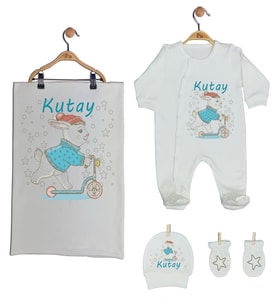 Pia Baby Gl 1926-03 İsme Özel Battaniyeli Tulum Set