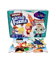 PlayWood 48 Parça, Eğitici Tükçe-İngilizce Ahşap Puzzle:MESLEKLER