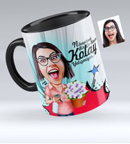 BK Gift Kişiye Özel Ev Hanımı Karikatürlü Siyah Kupa Bardak  2