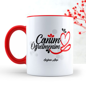 BK Gift Kişiye Özel Canım Öğretmenim Kırmızı Kupa Bardak  1