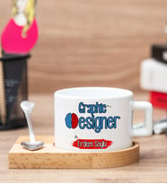 Grafikere Hediye Ahşap Altlıklı Fincan