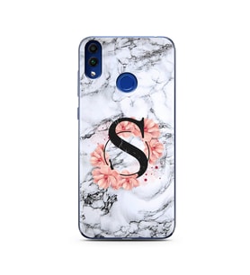 Mermer Çiçekli Harf Tasarım Süper Şeffaf Silikon Telefon Kılıfı Huawei Honor 8C 
