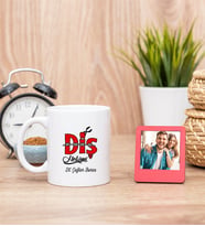 Diş Hekimi Tasarım Beyaz Kupa Bardak ve Kırmızı Mini Fotoğraf Çerçevesi