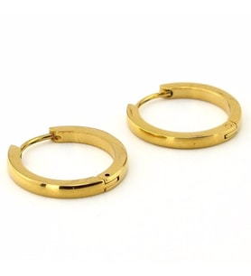 BÜYÜK BOY 20mm İNCE HALKA SARI ÇELİK ERKEK KÜPE E828