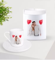 BK Gift Kişiye Özel Fotoğraflı Türk Kahvesi Fincanı ve Seramik Kül Tablası Seti (Model 1)