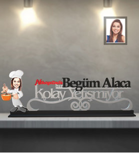Kişiye Özel Aşçı Karikatürlü Kolay Yetişmiyor Ahşap Biblo Bayan-1