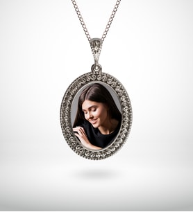 BK Gift Kişiye Özel Fotoğraflı Otantik Gümüş Yaldız Kolye Model 4