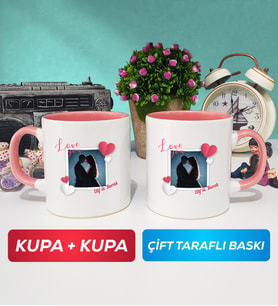 İkili Sevgiliye Sevgililer Günü Hediyesi 7 Kupa Bardak Pembe