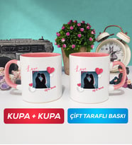 İkili Sevgiliye Sevgililer Günü Hediyesi 7 Kupa Bardak Pembe
