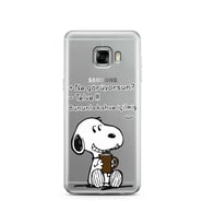 Snoopy Tasarımlı Süper Şeffaf Silikon Telefon Kılıfı Samsung C5  