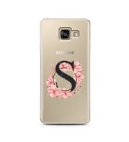 Pembe Çiçekli Harf Tasarım Süper Şeffaf Silikon Telefon Kılıfı Samsung A3 (2017)