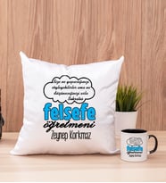 Felsefe Öğretmeni Kare Yastık ve Siyah Kupa Bardak