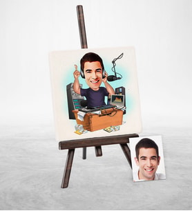 BK Gift Kişiye Özel Bay Radyocu Karikatür Şovaleli Doğal Taş  1
