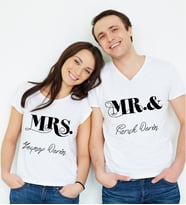 Kişiye Özel Çift Sevgili Tişörtleri Mr. & Mrs.