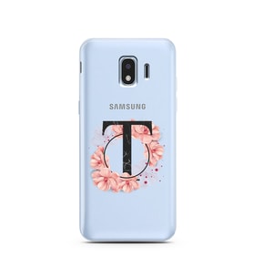 Pembe Çiçekli Harf Tasarım Süper Şeffaf Silikon Telefon Kılıfı Samsung J2 Pro (2