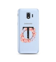 Pembe Çiçekli Harf Tasarım Süper Şeffaf Silikon Telefon Kılıfı Samsung J2 Pro (2