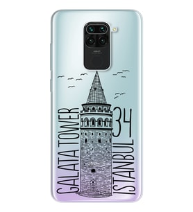 Galata Tasarımlı Süper Şeffaf Silikon Telefon Kılıfı Xiomai Redmi Note 9