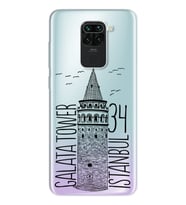Galata Tasarımlı Süper Şeffaf Silikon Telefon Kılıfı Xiomai Redmi Note 9