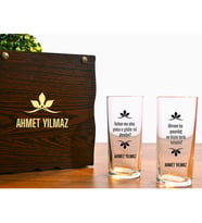 Kişiye Özel Ahşap Kutuda 2'li Rakı Bardağı