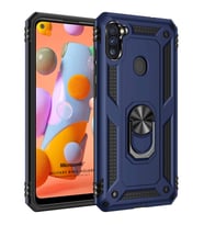 Microsonic Samsung Galaxy M11 Kılıf Military Ring Holder Lacivert