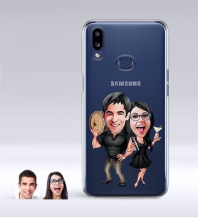 BK Gift Kişiye Özel Sevgililer Karikatürlü Samsung Galaxy A10s İnce Şeffaf Silikon Telefon Kapağı-18 (Beyaz)
