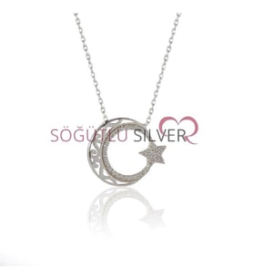 Söğütlü Silver ayyıldız kolye