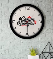 BK Gift Kişiye Özel Canım Öğretmenim Ahşap Duvar Saati-11 (Beyaz)