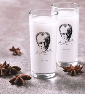 BK Gift Kişiye Özel Renkli Baskılı Atatürk Temalı İkili Rakı Bardağı Seti-18 (Beyaz)