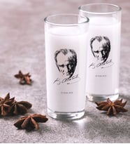 BK Gift Kişiye Özel Renkli Baskılı Atatürk Temalı İkili Rakı Bardağı Seti-18 (Beyaz)