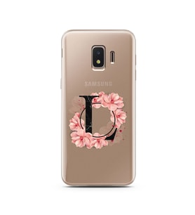 Pembe Çiçekli Harf Tasarım Süper Şeffaf Silikon Telefon Kılıfı Samsung J2 Core L