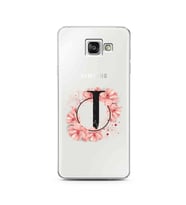 Pembe Çiçekli Harf Tasarım Süper Şeffaf Silikon Telefon Kılıfı Samsung A3 (2016)