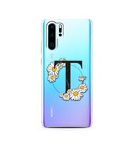 Papatya Harf Tasarım Süper Şeffaf Silikon Telefon Kılıfı Huawei P30 Pro  T-Harfi