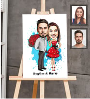 Kişiye Özel Sevgili Karikatürlü  Ahşap Tablo 30x47 Model 10