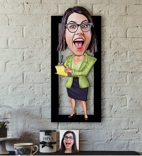 BK Gift Kişiye Özel Sekreter Karikatürlü 3D Ahşap Tablo