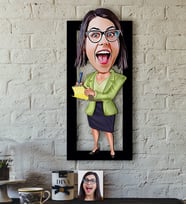 BK Gift Kişiye Özel Sekreter Karikatürlü 3D Ahşap Tablo