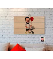 BK Gift Kişiye Özel Aile Babası Karikatürlü Otantik Ahşap Palet Tablo-2