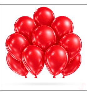Metalik Parlak Balon, 30 cm x 10 Adet - Kırmızı