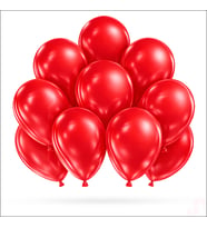 Metalik Parlak Balon, 30 cm x 10 Adet - Kırmızı